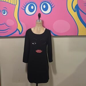 Moschino cheap and chic black shift dress with eyes and lips